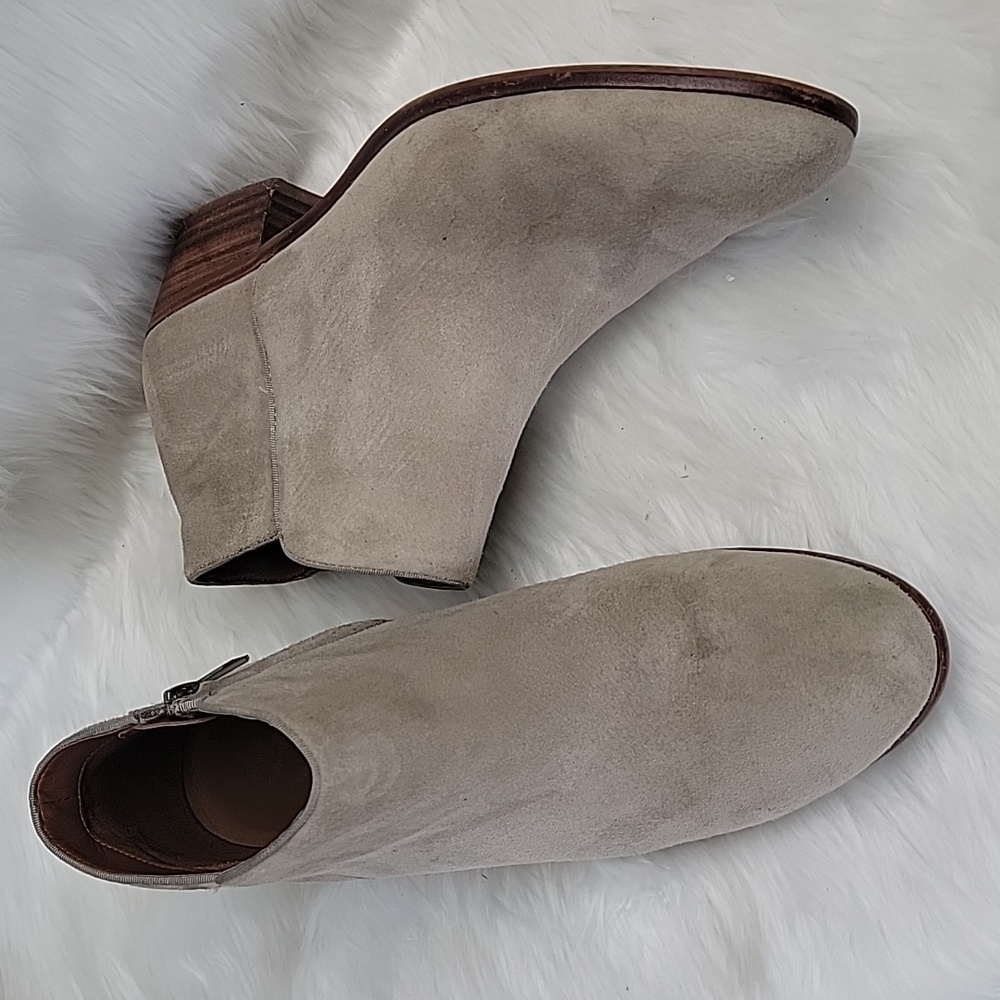 SAM EDELMAN Petty Taupe Suede Western Boho Preppy Zip Up Ankle Bootie Boots 10.5